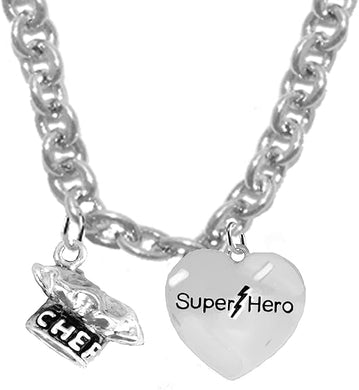 Chef Hat, Super Hero, Sterling Silver Solid .925 Sterling, Not Plated Or Coated.18 Inch Necklace.Charm Nickel, Lead, Cadmium Free
