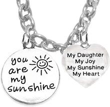 You are My Sunshine, My Daughter, My Joy, My Sunshine, Sterling Silver Solid .925 Sterling, Not Plated Or Coated.Cable Chain Necklace, Charm-Nickel, Lead, Cadmium Free