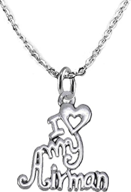 Air Force, I Love My Airman, Adjustable Necklace Hypoallergenic, Safe-Nickel, Lead, Cadmium Free