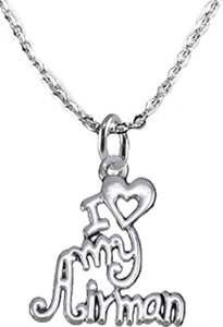 Air Force, I Love My Airman, Adjustable Necklace Hypoallergenic, Safe-Nickel, Lead, Cadmium Free
