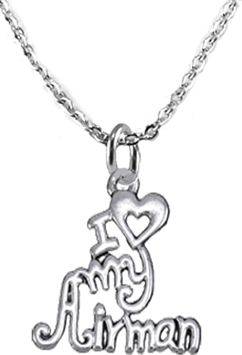 Air Force, I Love My Airman, Adjustable Necklace Hypoallergenic, Safe-Nickel, Lead, Cadmium Free