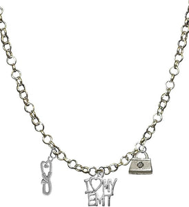 EMT, I Love My EMT, Paramedic, Adjustable Charm Necklace, Hypoallergenic, Safe-Nickel, Lead, Free