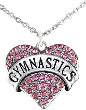 Gymnastics Crystal Pink Heart Necklace, Adjustable, Hypoallergenic, Nickel, Lead & Cadmium Free