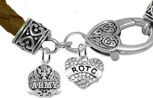 ROTC, Army Seal, Genuine Army Brown Leather Bracelet, Hypoallergenic Safe-Nickel, Lead And Cadmium Free