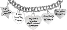 Super Hero Heart Charm,My Mom, My Joy, My Sunshine, My Heart, and Amazing Woman Charm Adjustable Bracelet, Hypoallergenic Safe- No Nickel. Lead, Or Poisonous Cadmium