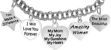 Super Hero Heart Charm,My Mom, My Joy, My Sunshine, My Heart, and Amazing Woman Charm Adjustable Bracelet, Hypoallergenic Safe- No Nickel. Lead, Or Poisonous Cadmium