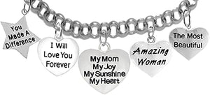 Super Hero Heart Charm,My Mom, My Joy, My Sunshine, My Heart, and Amazing Woman Charm Adjustable Bracelet, Hypoallergenic Safe- No Nickel. Lead, Or Poisonous Cadmium