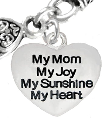 Message Jewelry, Message Jewelry, My Mom, My Joy, My Sunshine, My Heart, Antique Wheat Chain Necklace, Hypoallergenic, Safe-Nickel, Lead, Free