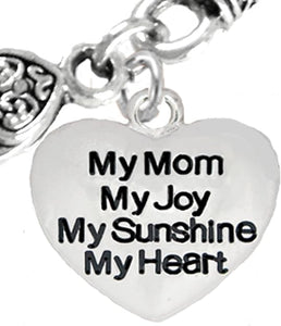Message Jewelry, Message Jewelry, My Mom, My Joy, My Sunshine, My Heart, Antique Wheat Chain Necklace, Hypoallergenic, Safe-Nickel, Lead, Free