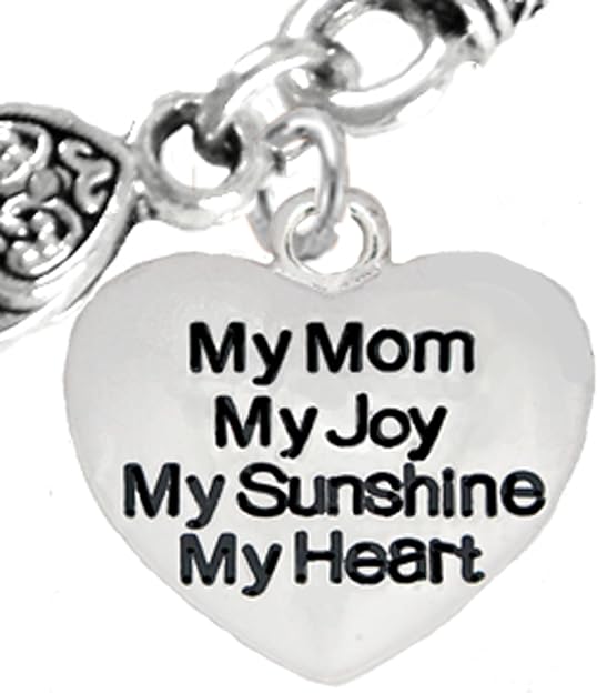 Message Jewelry, Message Jewelry, My Mom, My Joy, My Sunshine, My Heart, Antique Wheat Chain Necklace, Hypoallergenic, Safe-Nickel, Lead, Free