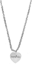 Super Hero Heart Charm On A Adjustable Cable Chain Necklace, Hypoallergenic Safe- No Nickel. Lead, Or Poisonous Cadmium