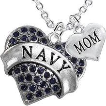Navy Mom Blue Crystal Heart Necklace, Adjustable, Hypoallergenic, Will NOT Irritate Anyone with Sensitive Skin. Safe- Nickel, Lead and Cadmium Free