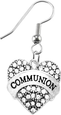 Communion Crystal Heart Earrings, Safe-Nickel, Lead & Cadmium Free!