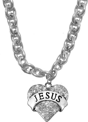 Jesus, Genuine Crystal Heart On A Sterling Silver Solid .925 Sterling, Not Plated Or Coated. 18 Inch Chain, Hyperallergenic Safe-Nickel, Lead, Cadmium Free2000