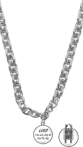 Lord I Am Lost, Help Me Find The Way, 2nd Charm Behind Charm, Torah, Old Testament, Sterling Silver Solid .925 Sterling, Not Plated Or Coated.Cable Chain Necklace, Charm-Nickel, Lead, Cadmium Free