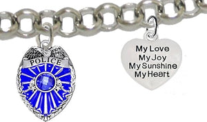 Policeman's, My Love, My Joy, My Sunshine, My Heart, Adjustable Bracelet, Hypoallergenic, Safe-Nickel Free, No Poisonous Lead Or Cadmium.
