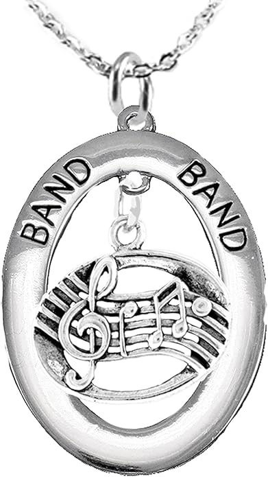 Band Music Notes Hypoallergenic Adjustable Necklace, Safe-Nickel, Lead Free