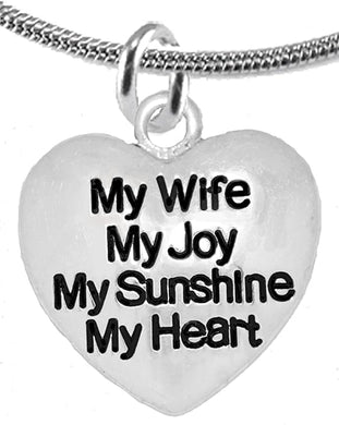 Message Jewelry, My Wife, My Joy, My Sunshine, My Heart, Adjustable Necklace, Hypoallergenic, Safe-Nickel, Lead, Free