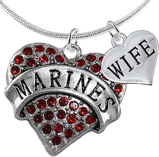 Marine Wife Heart Necklace, Adjustable, Hypoallergenic, Will NOT Irritate Anyone with Sensitive Skin. Safe- Nickel, Lead and Cadmium Free