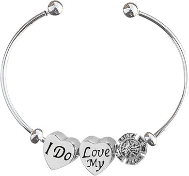 CardinaliJewelry I Do Love My Firefighter, Fireman, Hearts, Maltese Cross, Adjustable Bracelet, Silver Finish-Overcoat Protection No Nickel,Lead,Cadmium