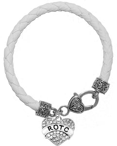 ROTC, Genuine White Leather Bracelet, Hypoallergenic Safe-Nickel, Lead And Cadmium Free