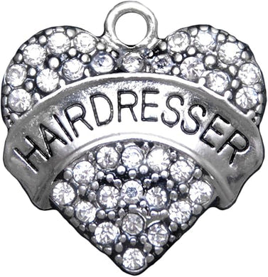 Hairdresser Crystal Heart Charm - Lead, Nickel & Cadmium Free. Fits on Bracelets, Necklaces & Earrings