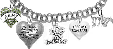 Army, My Soldier, God Has You In His Arms And I Have You In My Heart, YESHUA (Jesus In Hebrew) NAMED BY AN ANGEL OF GOD, Adjustable Bracelet, Hypoallergenic Safe, No Nickel, Lead, Or Poisonous Cadmium