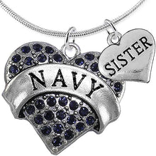 Navy Sister Blue Crystal Heart Necklace, Adjustable, Hypoallergenic, Will NOT Irritate Anyone with Sensitive Skin. Safe- Nickel, Lead and Cadmium Free