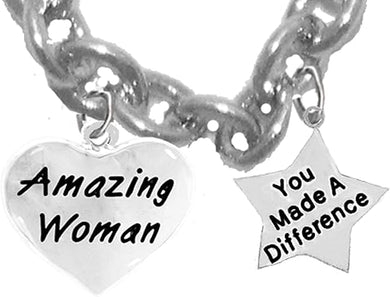 Amazing Women, You Made A Difference, Motivational Necklace, Hypoallergenic, Safe-Nickel, Lead, Cadmium Free