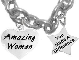 Amazing Women, You Made A Difference, Motivational Necklace, Hypoallergenic, Safe-Nickel, Lead, Cadmium Free