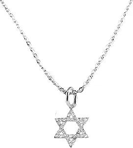 Star Of David, on a STERLING SILVER Solid .925 Sterling, Not Plated Or Coated.18 Inch Necklace. Genuine Crystal Star Of David Charm Nickel, Lead, Cadmium Free