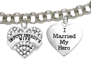 Deputy Sheriff's Wife, I Married My Hero, On A Adjustable Rolo Chain Bracelet, Hypoallergenic Safe-Nickel, Lead And Cadmium Free