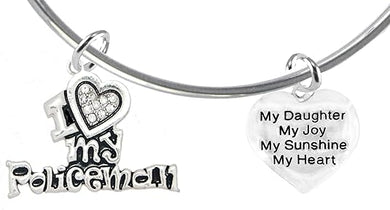 Policeman's, I Love My Policeman, My Daughter, My Joy, My Sunshine, Adjustable, Hypoallergenic, Safe-Nickel, Lead, Free