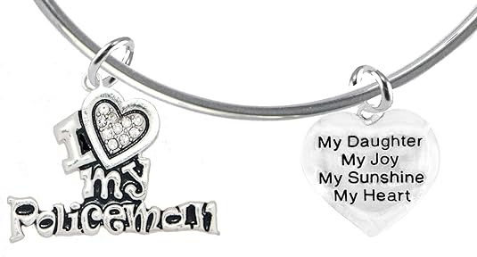 Policeman's, I Love My Policeman, My Daughter, My Joy, My Sunshine, Adjustable, Hypoallergenic, Safe-Nickel, Lead, Free