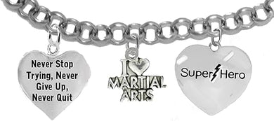 Martial Arts, Kickboxing Jewelry, Karate Jewelry, Super Hero, Never Give Up Never Quit, Never Stop Trying, 