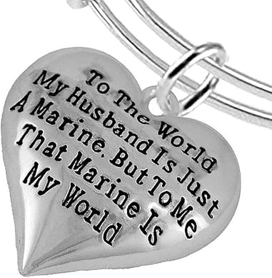 Marine Wife, My Husband is My World, Bracelet, Hypoallergenic, Safe- Nickel, Lead and Cadmium Free