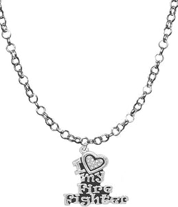 Firefighter, I Love My Firefighter, Genuine Crystal Necklace, Hypoallergenic, Safe-Nickel, Lead, Free
