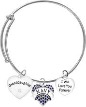 Navy Granddaughter, I Will Love You Forever, Hypoallergenic, Safe-Nickel Free, No Poisonous Lead Or Cadmium