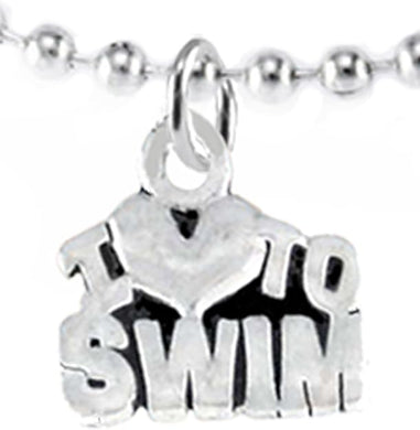 I Love Swimming, Adjustable Necklace, Hypoallergenic, Safe-Nickel Free, No Poisonous Lead Or Cadmium