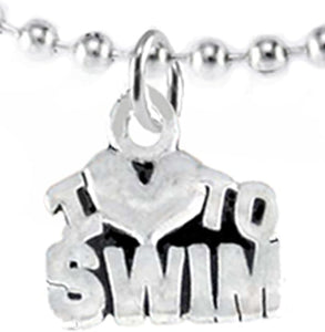 I Love Swimming, Adjustable Necklace, Hypoallergenic, Safe-Nickel Free, No Poisonous Lead Or Cadmium