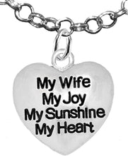 Message Jewelry, My Wife, My Joy, My Sunshine, My Heart, Adjustable Necklace, Hypoallergenic, Safe-Nickel, Lead, Free