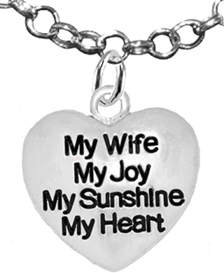 Message Jewelry, My Wife, My Joy, My Sunshine, My Heart, Adjustable Necklace, Hypoallergenic, Safe-Nickel, Lead, Free