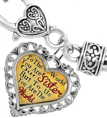 Sister Heart Charm Bracelet Hypoallergenic, Safe, Nickel, Lead & Cadmium Free!