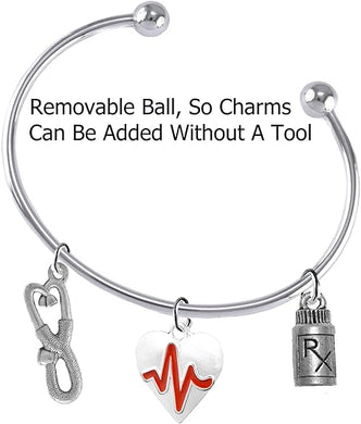 Heartbeat, Nurse Add-A-Charm Bracelet, Hypoallergenic, Safe-Nickel, Lead, Free