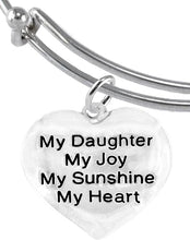 Message Jewelry, My Daughter, My Joy, My Sunshine, My Heart, Adjustable Miracle Wire Bracelet, Hypoallergenic, Safe-Nickel, Lead, Free