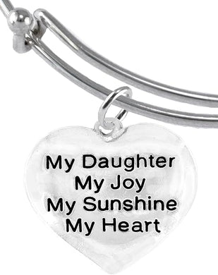Message Jewelry, My Daughter, My Joy, My Sunshine, My Heart, Adjustable Miracle Wire Bracelet, Hypoallergenic, Safe-Nickel, Lead, Free