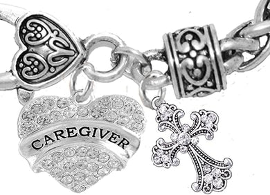 Caregiver, Nurse, RN, LPN, Genuine Crystal Cross, Bracelet, Hypoallergenic, Safe-Nickel, Lead, Free