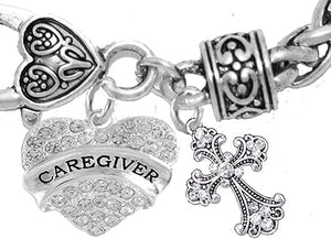 Caregiver, Nurse, RN, LPN, Genuine Crystal Cross, Bracelet, Hypoallergenic, Safe-Nickel, Lead, Free