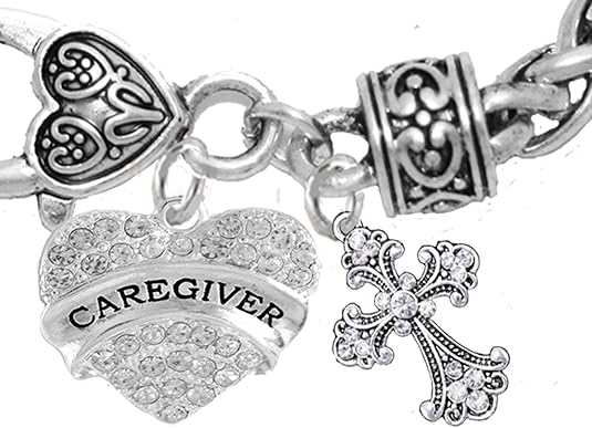 Caregiver, Nurse, RN, LPN, Genuine Crystal Cross, Bracelet, Hypoallergenic, Safe-Nickel, Lead, Free