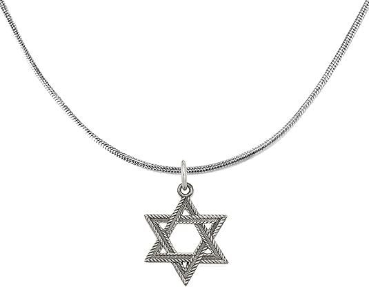 Jewish Star Of David, With A Silver Tone Finish 18-21 Inch Snake Chain Necklace With Overcoat Protection™, Hypoallergenic-Safe, Nickel, Lead, And Cadmium Free
